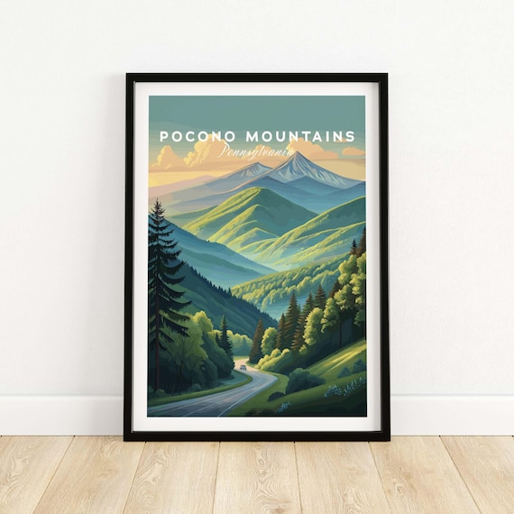 Pocono Mountains Pennsylvania Scenic Mountain Road Summer Travel Poster