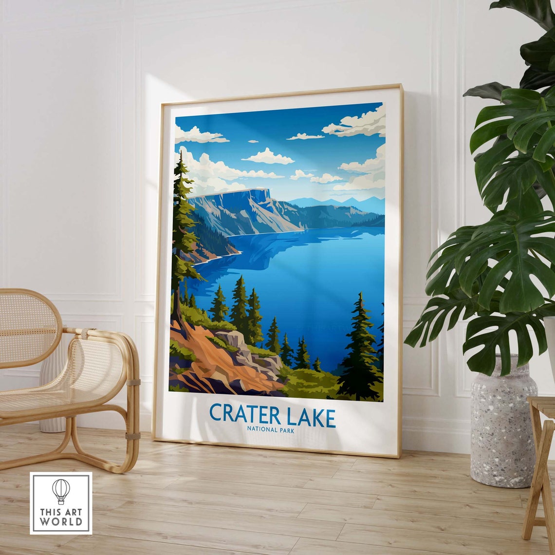 Crater Lake National Park Deep Blue Caldera Lake Pine Forest Poster - Image 3