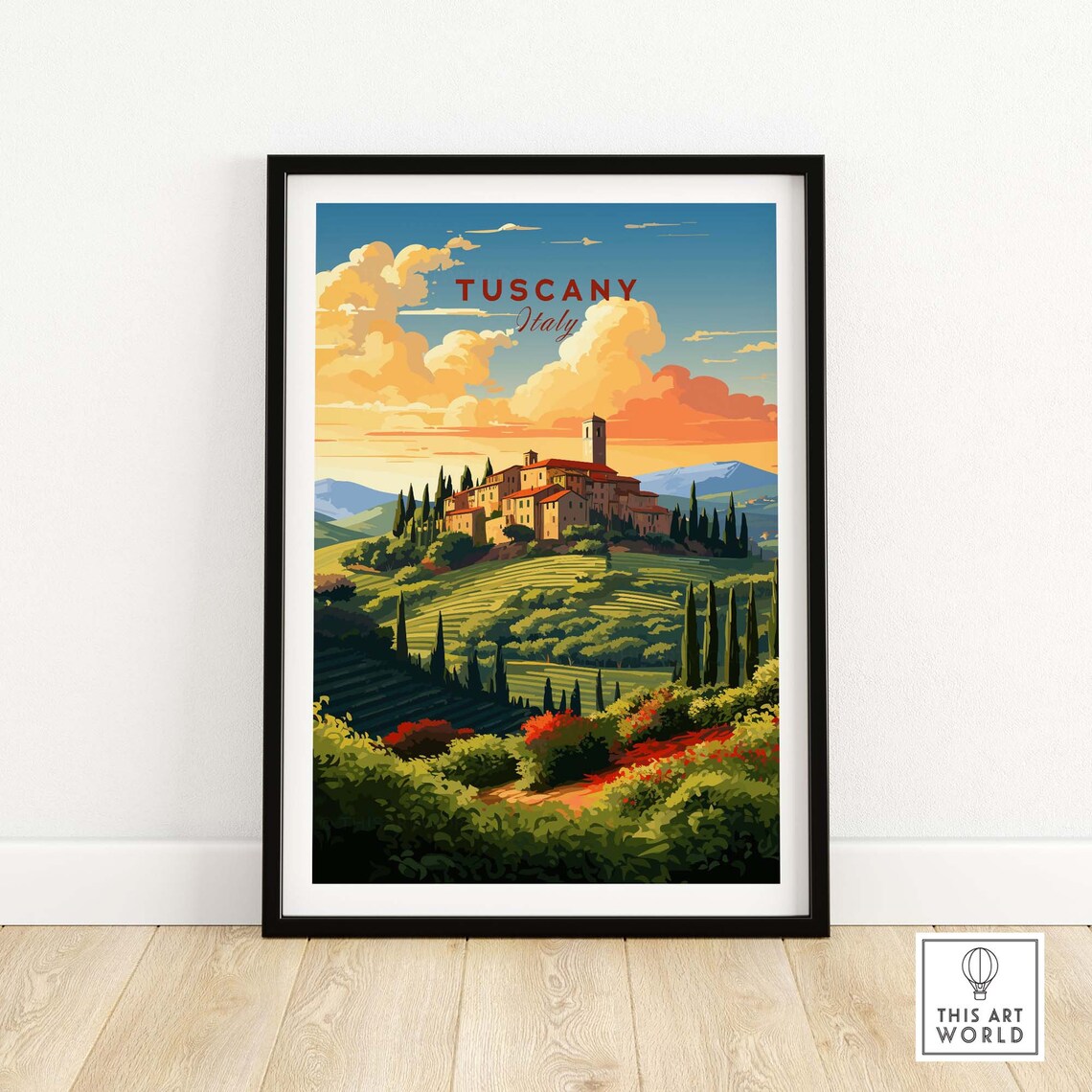 Tuscany Italy Travel Poster, Home Decor Art Print