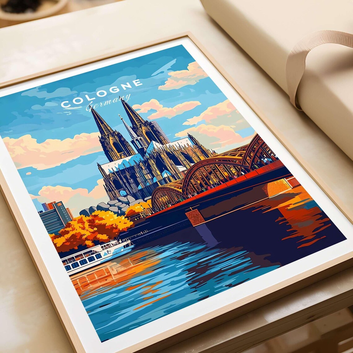 Cologne Germany Cathedral And Hohenzollern Bridge River Travel Poster - Image 4