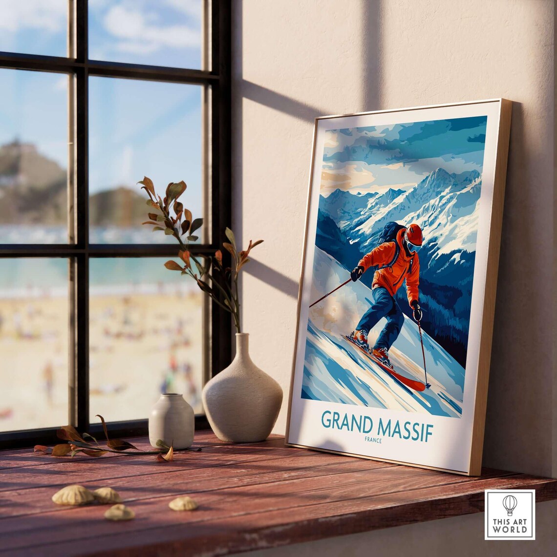 Grand Massif Ski Travel Poster, France Mountain Art - Image 3