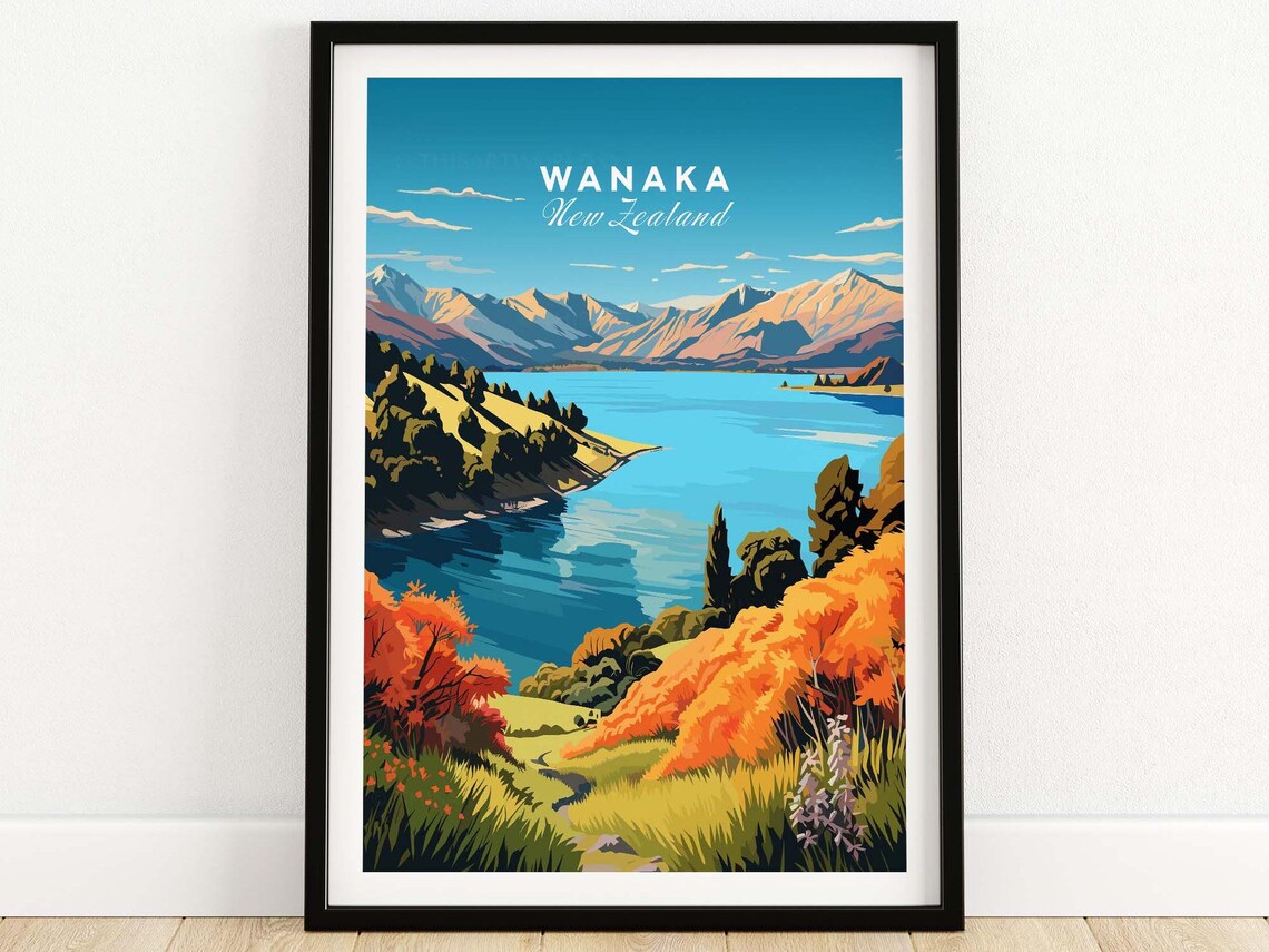Wanaka Travel Poster, Home Decor Illustration
