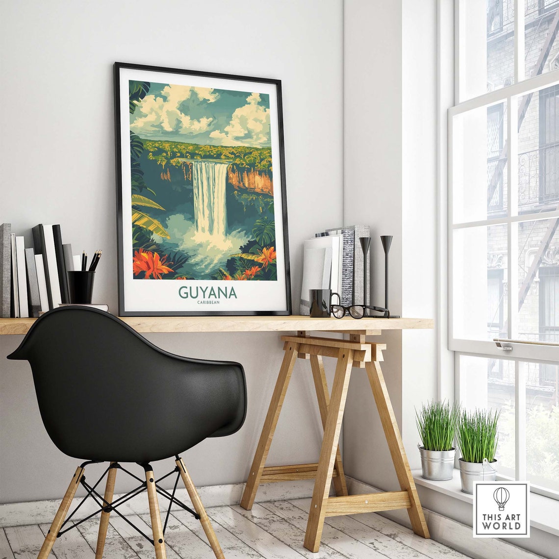 Guyana Caribbean Tropical Jungle Waterfall Rainforest Poster - Image 4