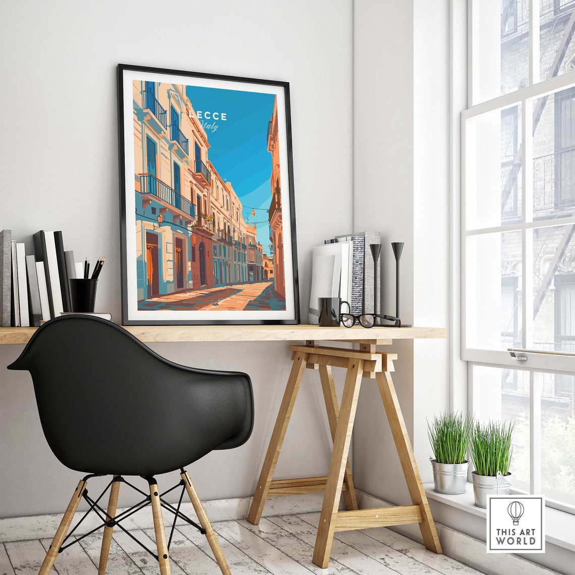 Lecce Italy Sunlit Baroque Street Balconies Apulia Architecture Poster - Image 4