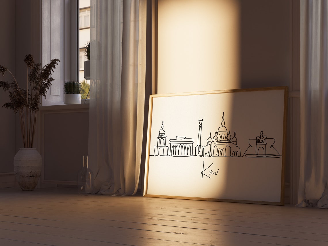 Kiev Skyline Horizontal City Skyline Art Instant Kiev Decor Travel Wall Art Wall Art - Image 3