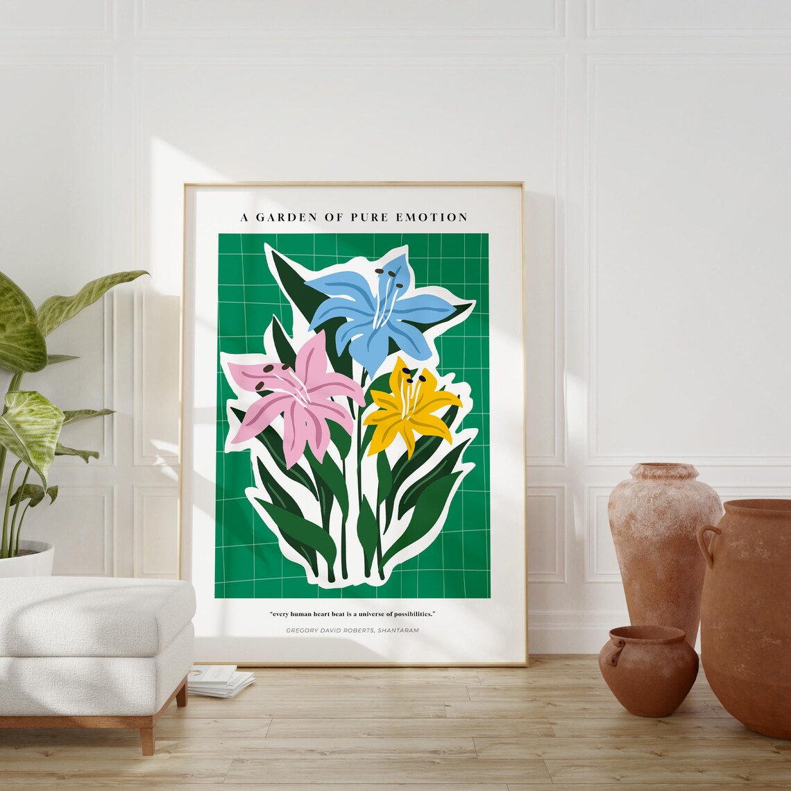 A Garden of Pure Emotion Lily Quote Colorful Flower Botanical Poster