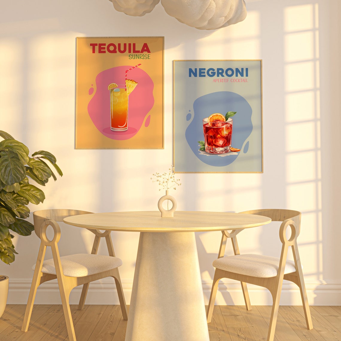 Negroni Aperitif Cocktail Red Rocks Blue Kitchen Bar Art Poster - Image 4