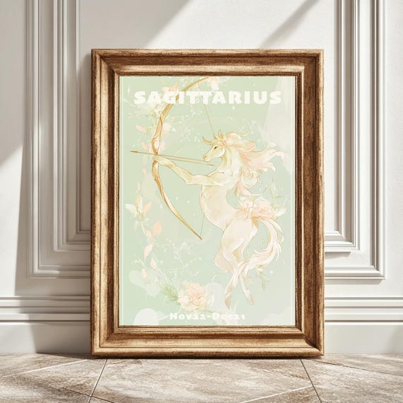 Sagittarius Astrology Art Print, Zodiac Illustration