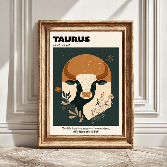 Taurus Astrology Art, Zodiac Illustration