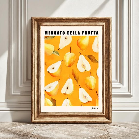 Pears Art Print, Mercato Della Fruta Kitchen Art