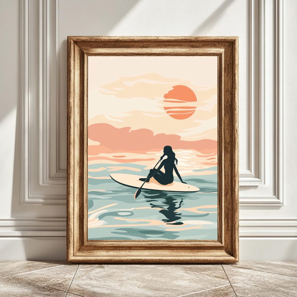 Girl On Surfboard, Ocean Beach Surf Decor