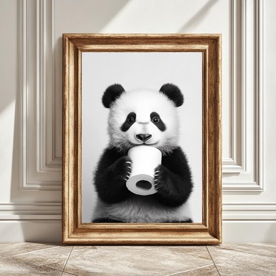 Panda Print, Funny Bathroom Decor