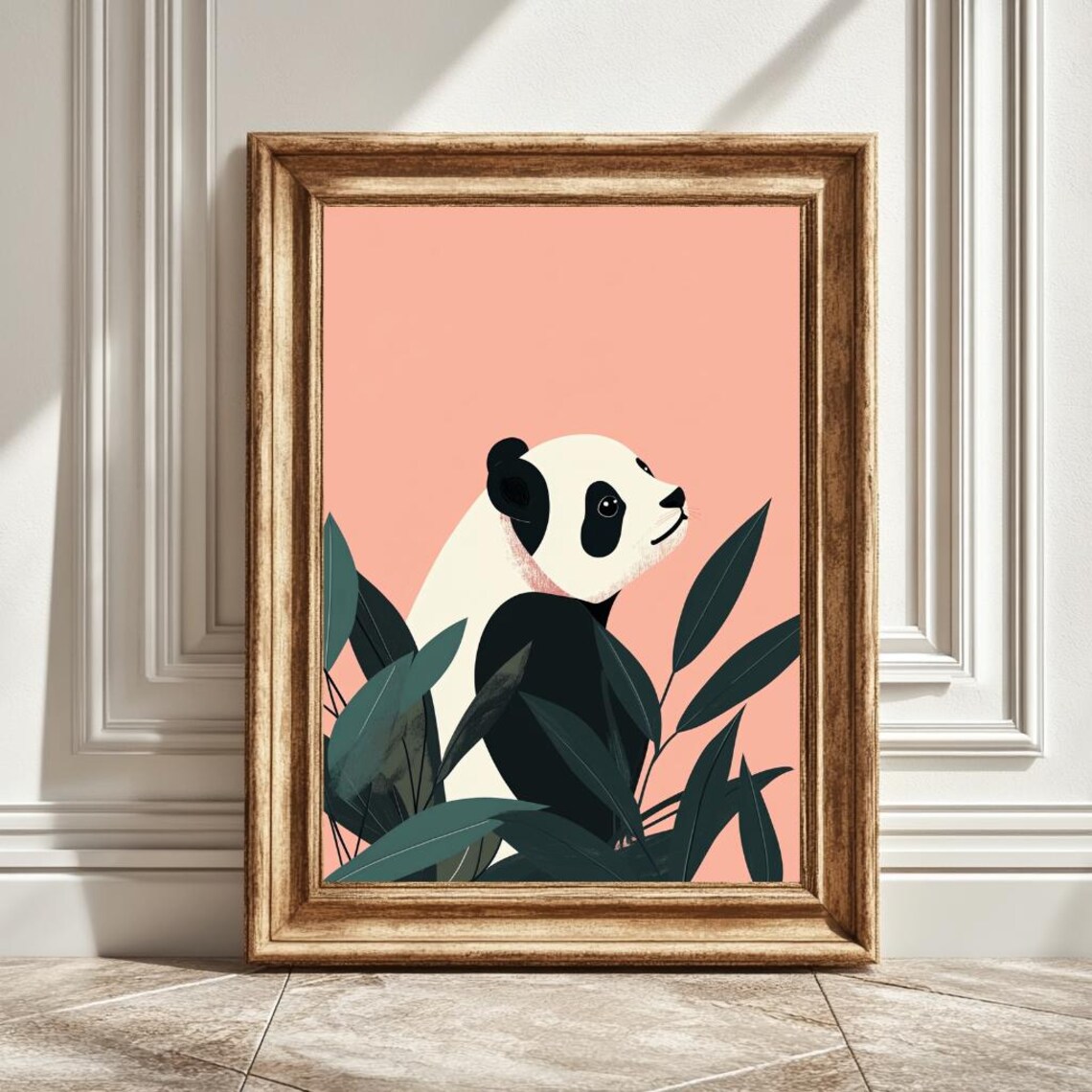 Panda Art Print, Funky Pastel Animal Decor