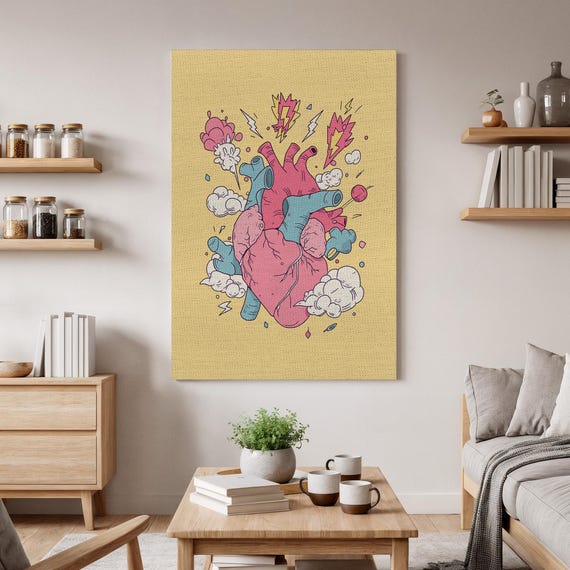 Anatomical Heart Pop Art, Modern Surreal Illustration