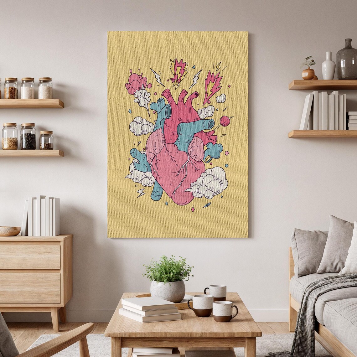 Anatomical Heart Pop Art, Modern Surreal Illustration
