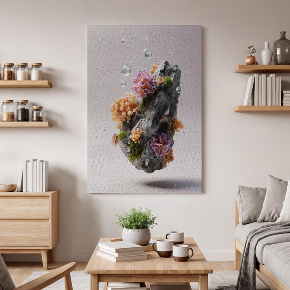 Floating Coral Reef Rock Underwater Fantasy Dreamy Art Poster
