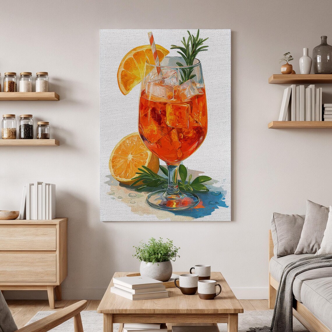 Orange Cocktail Art Print, Summer Bar Decor