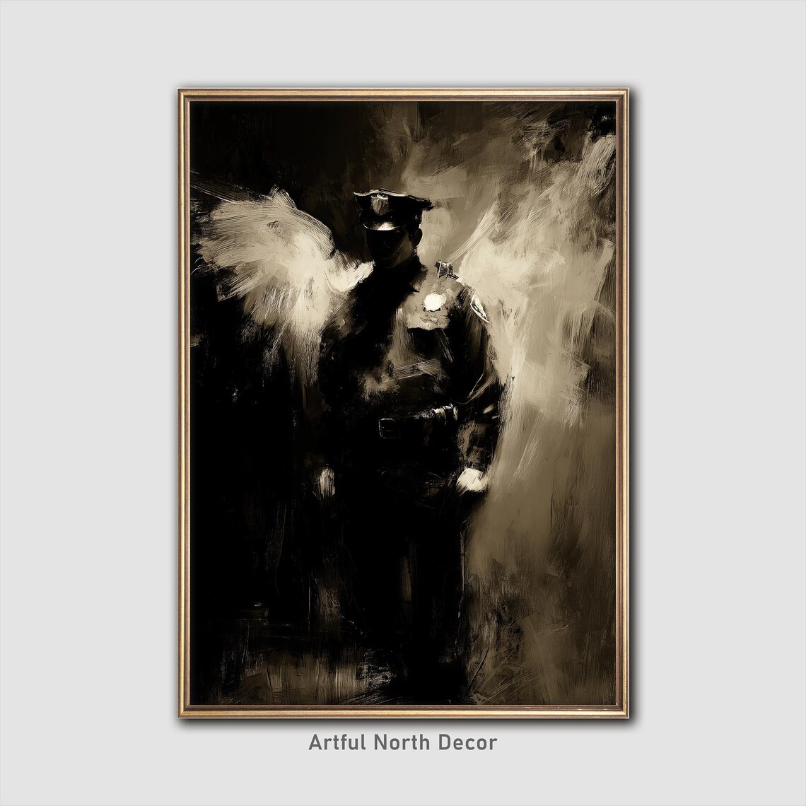 Angel Cop Painting, Dark Academia Gothic Art Print