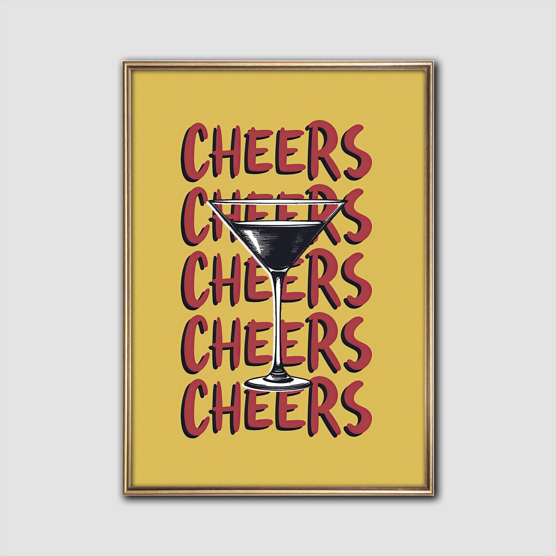 Cheers Print, Bold Retro Cocktail Art Print