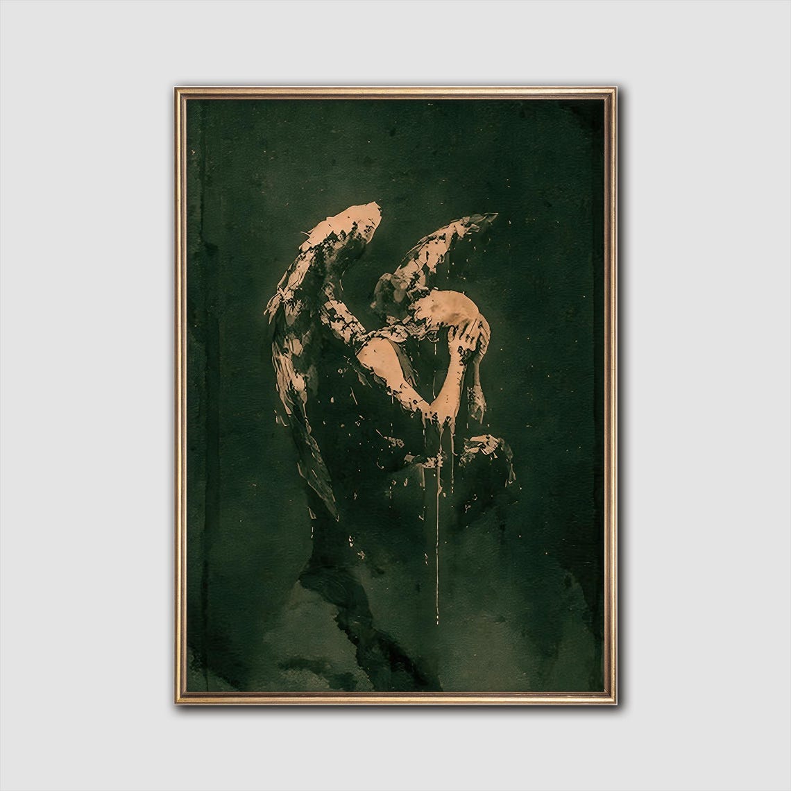 Moody Angel Gothic Watercolor Wall Art