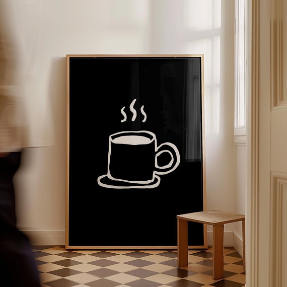 Kitchen Wall Art Coffee Bar Art Prints Kitchen Prints Trendy Poster Black White Wall Art Coffee Wall Art
