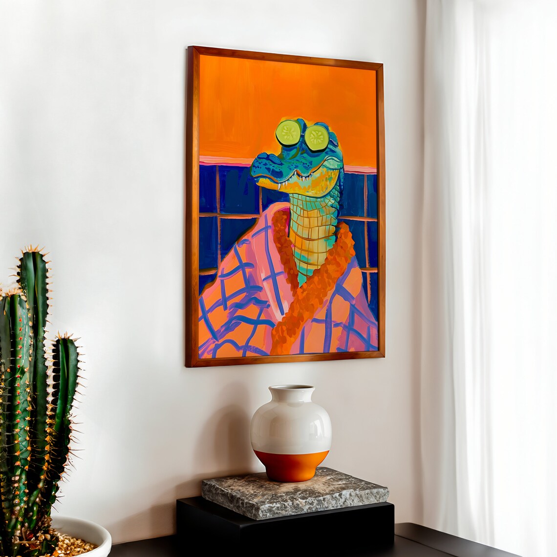 Alligator Poster, Maximalist Bathroom Animal Art - Image 5