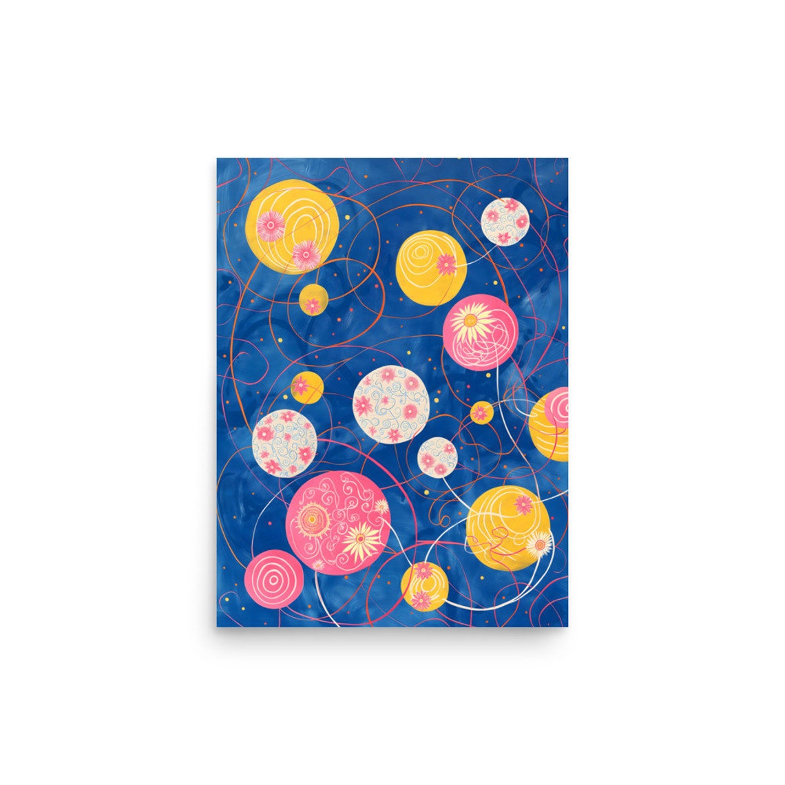 Hilma af Klint Style Celestial Circles Blue Floral Orbs Art Poster - Image 3