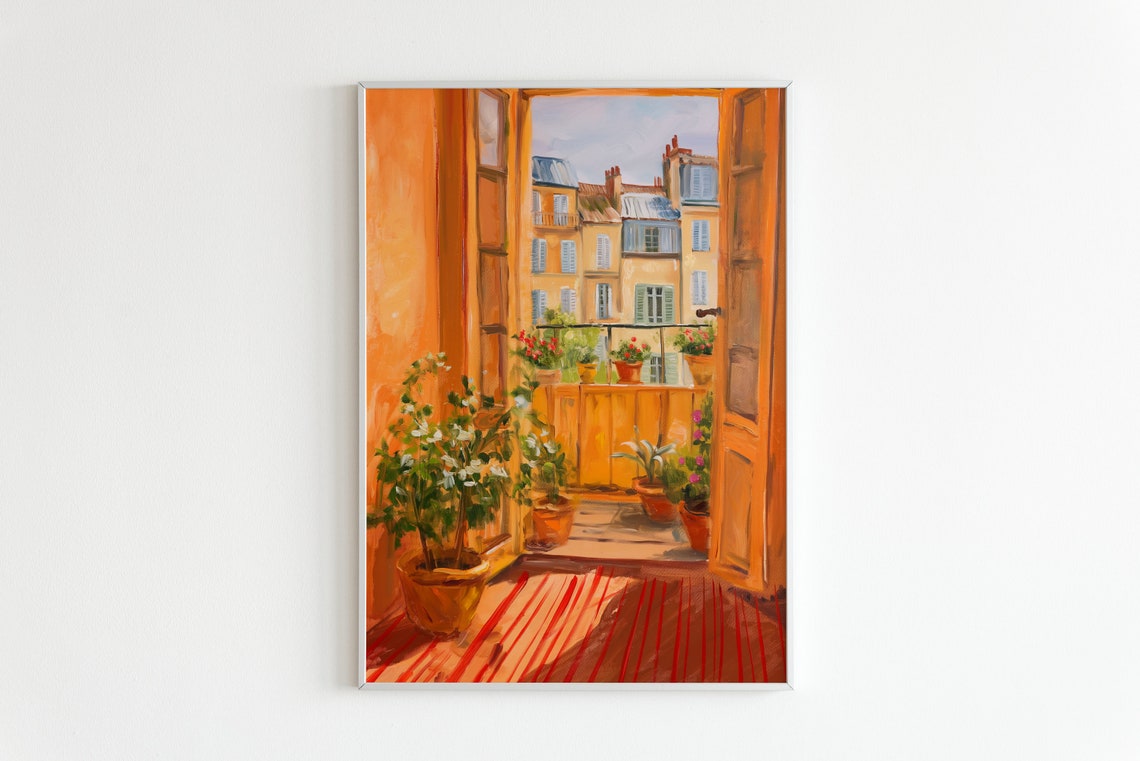 Henri Matisse Style Paris Balcony Open Doors Potted Plants Poster