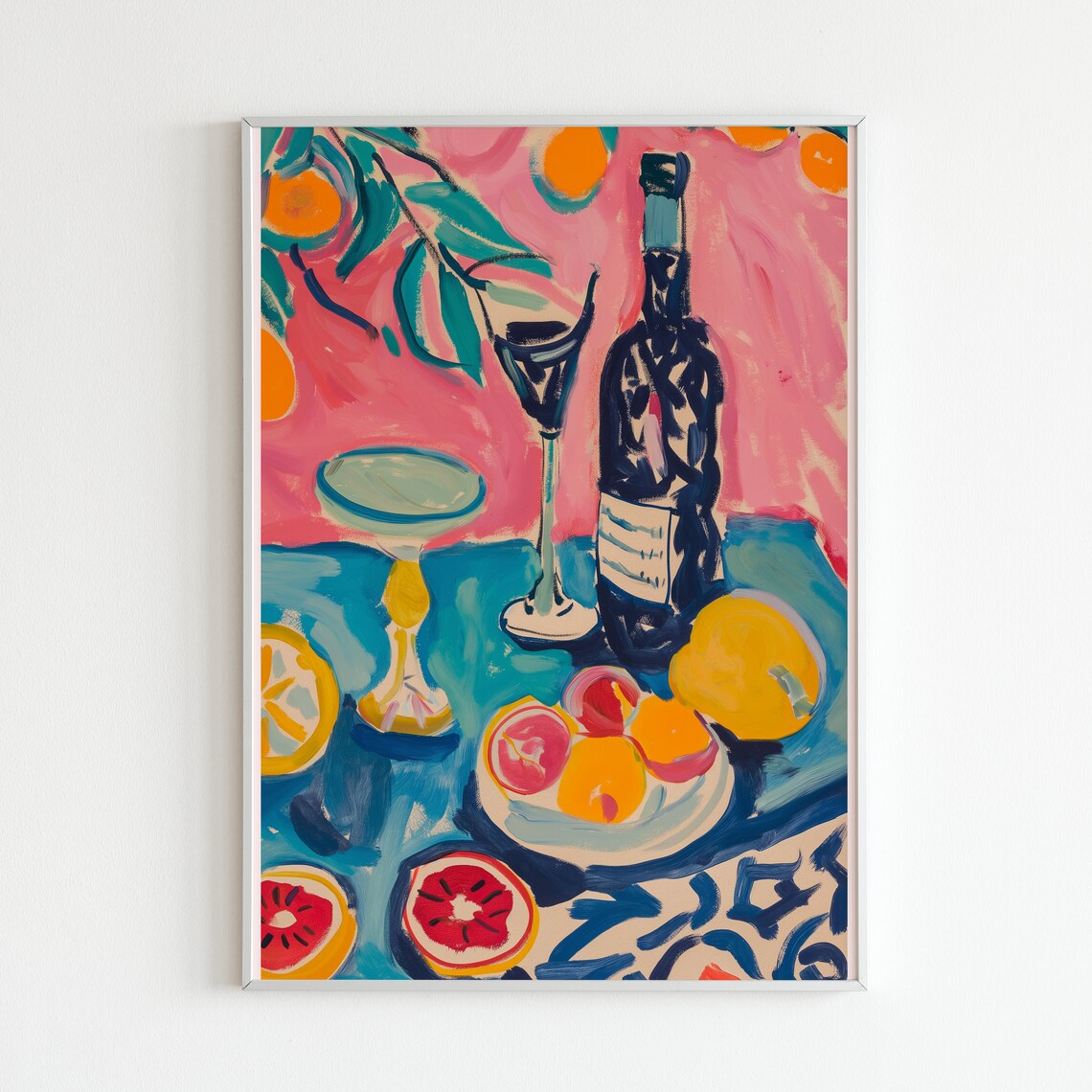 Matisse Fruit and Wine Still Life Poster, Modern Art