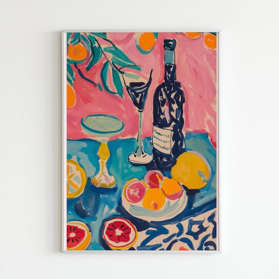 Matisse Fruit and Wine Still Life Poster, Modern Art