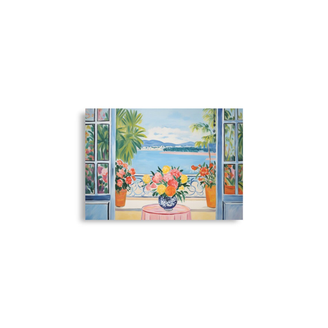 Henri Matisse Style Blue Window Flower Balcony Calm Bay Poster - Image 3