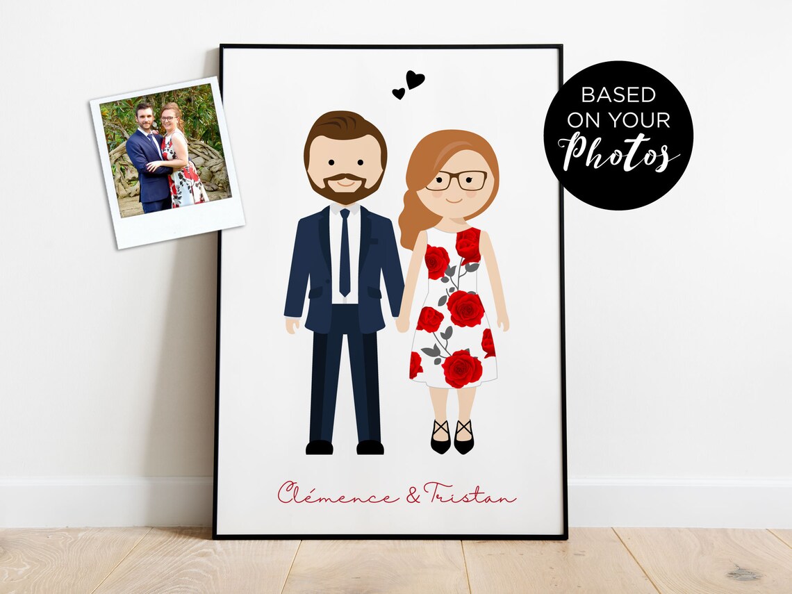 Custom Couple Portrait, Mothers Day Gift Idea