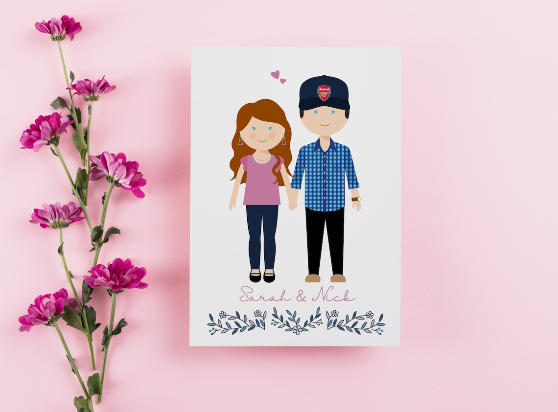 Personalized Butler Family of Five Illustration Portrait Poster - Image 4