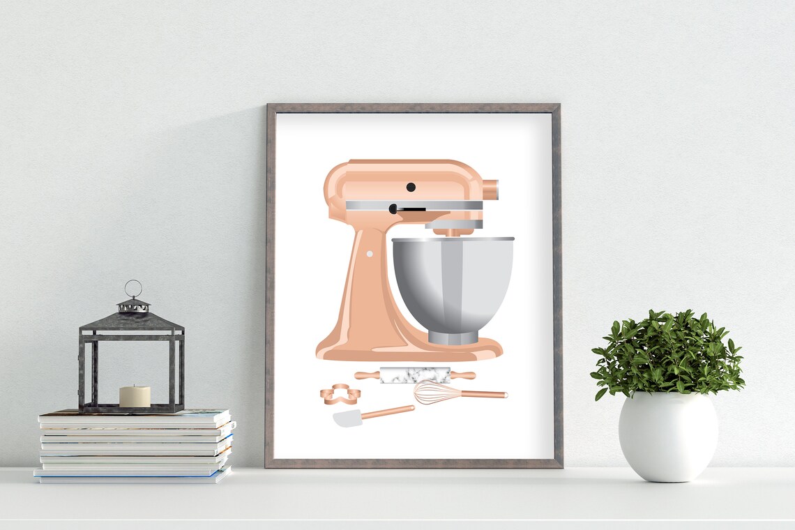 Rose Gold Stand Mixer Kitchen Baking Tools Minimalist Cooking Poster - Image 2