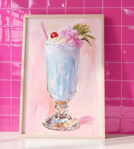 Blue Hawaii Cocktail Tropical Drink Coquette Summer Kitchen Poster