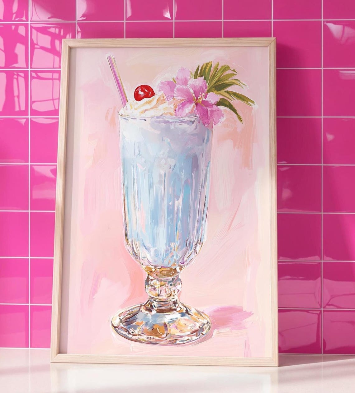 Blue Hawaii Cocktail Tropical Drink Coquette Summer Kitchen Poster