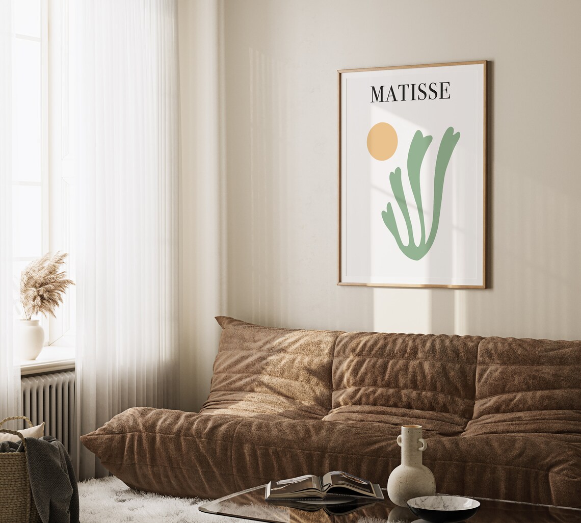 Matisse Sage Green Cutout Golden Sun Botanical Modern Art Poster - Image 2
