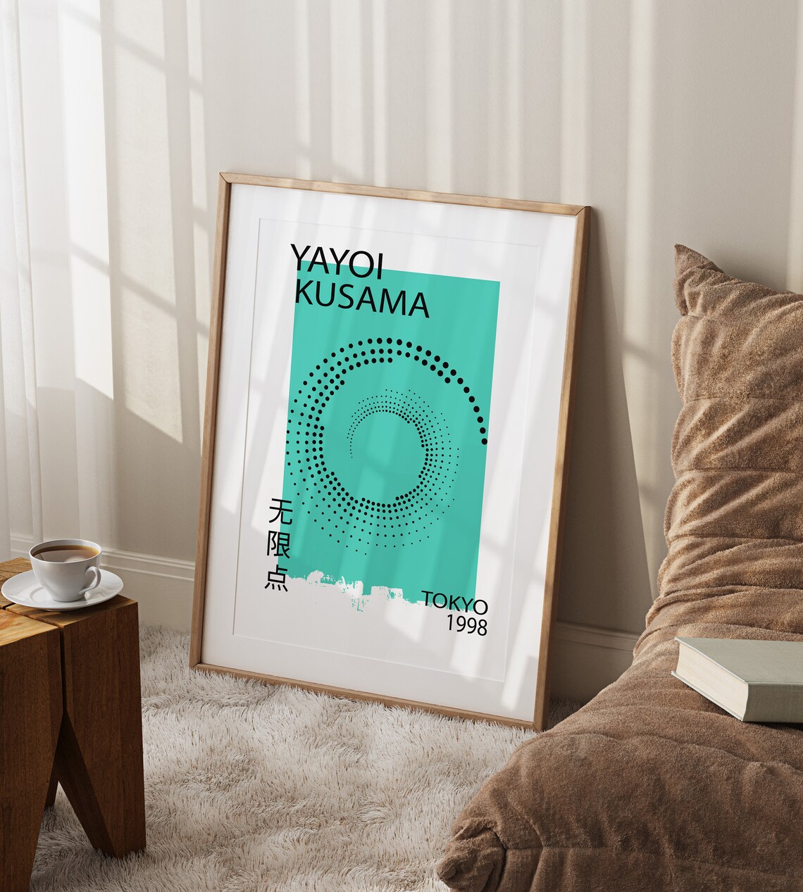 Yayoi Kusama Tokyo 1998 Infinity Dots Teal Exhibition Art Poster - Image 2