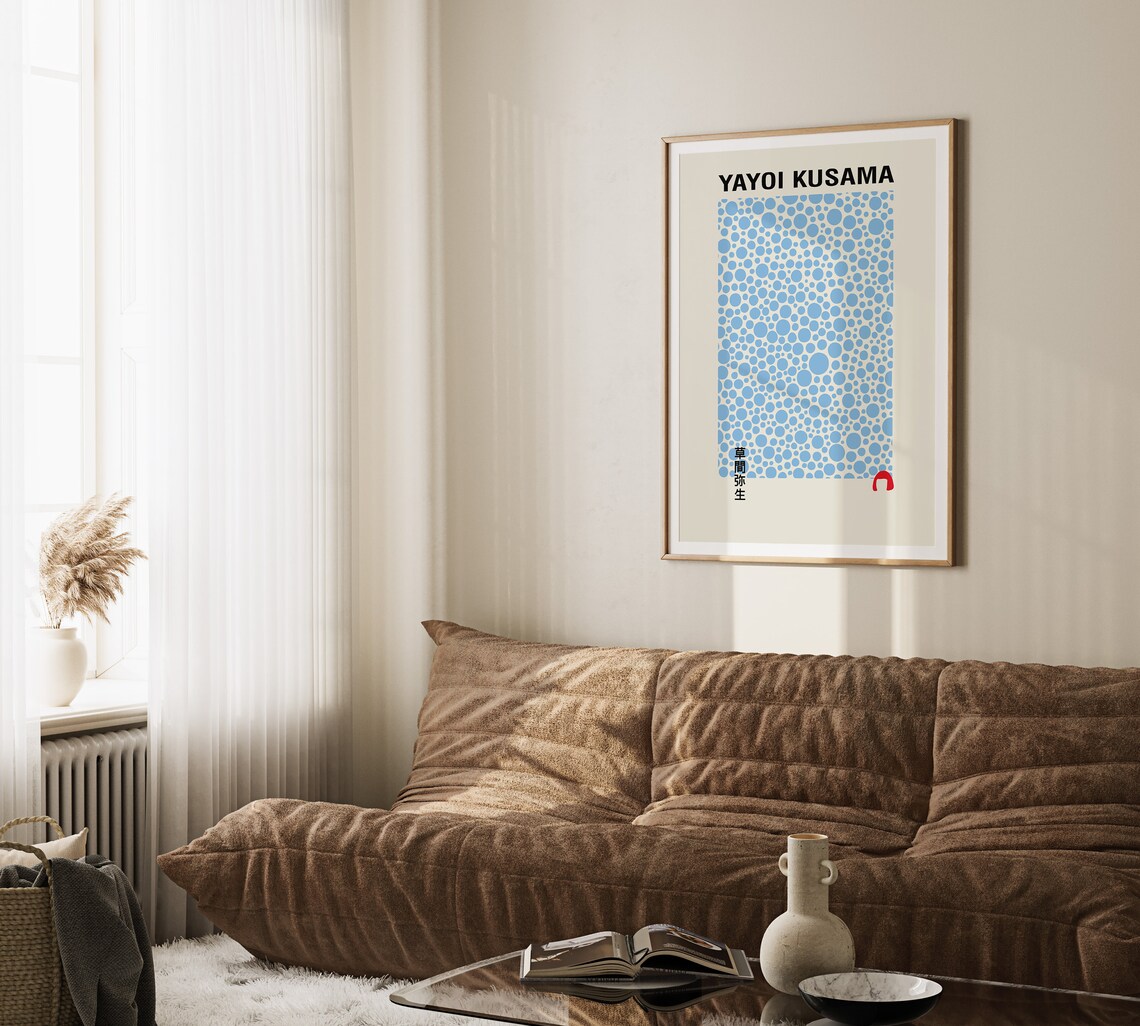 Yayoi Kusama Blue Polka Dots Minimalist Japanese Exhibition Poster - Image 3