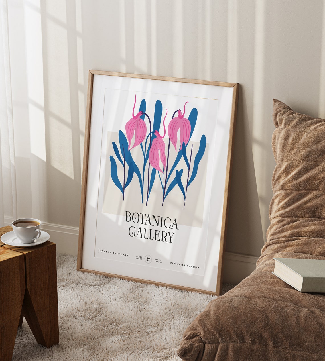 Botanica Gallery Pink Bell Flowers Blue Leaves Paris Art Poster - Image 3