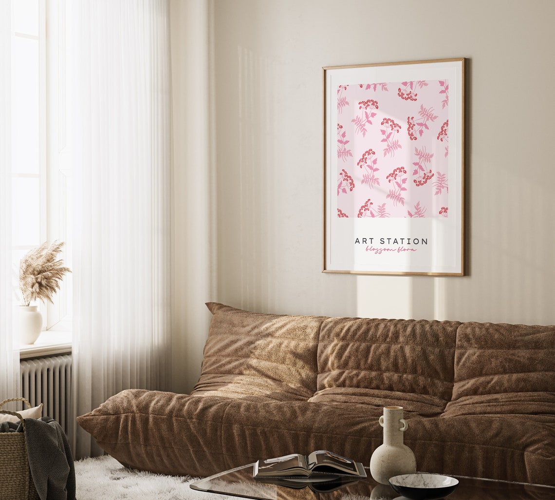 Art Station Blossom Flora Pink Pattern Botanical Soft Poster - Image 4