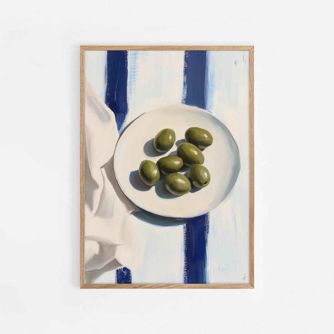 Green Olives Still Life Oil Painting Poster Minimalist Kitchen Decor Art
