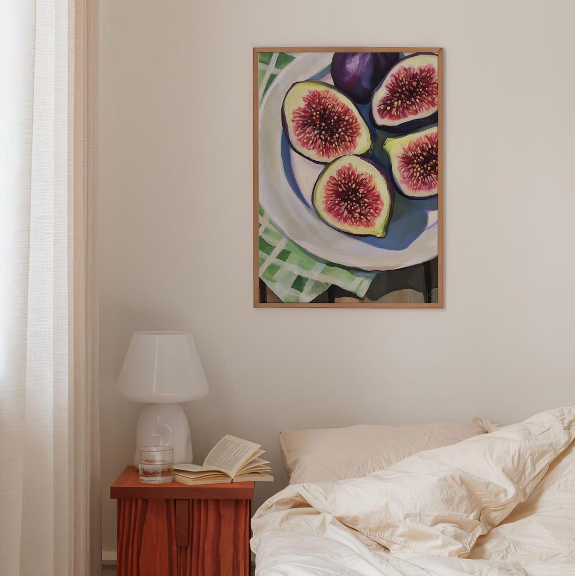 Ripe Figs On White Plate Colorful Fruit Still Life Painting Poster - Image 2