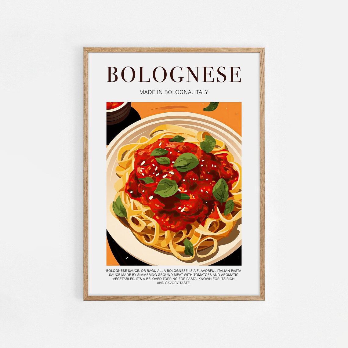 Bolognese Pasta Made in Bologna Italy Retro Kitchen Food Poster