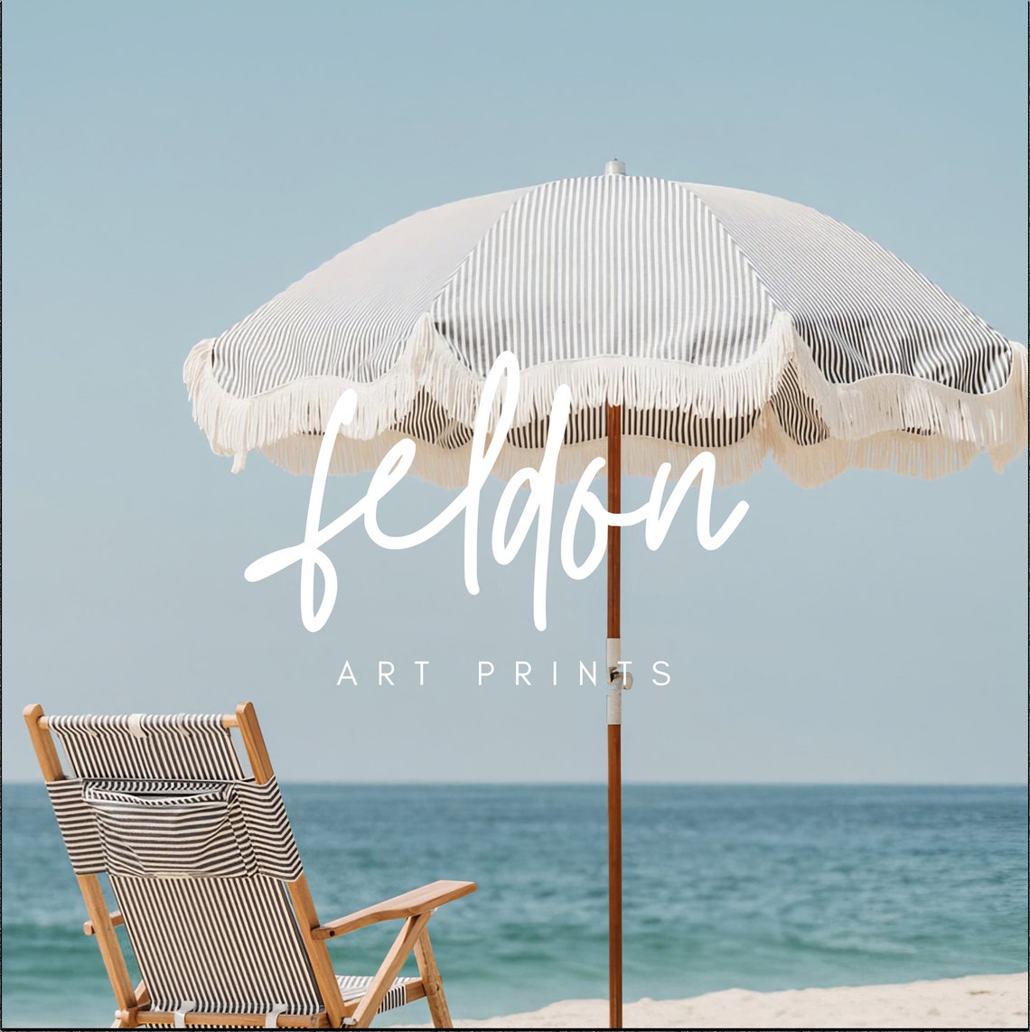 Summer Beach Umbrella And Wooden Chair Coastal Ocean Scene Poster - Image 2