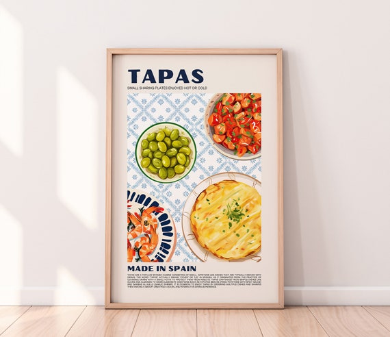 Tapas Art Print, Spain Cuisine Kitchen Decor