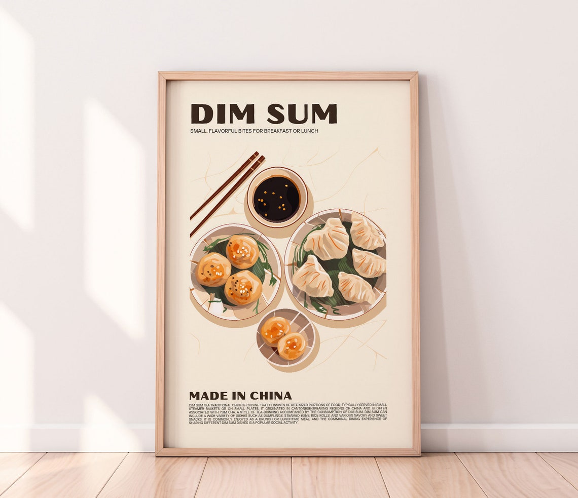 Dim Sum Made In China Dumplings Illustration Kitchen Food Poster