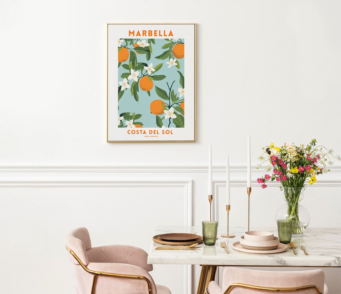 Marbella Costa del Sol Orange Blossom Branch Spain Travel Poster - Image 2