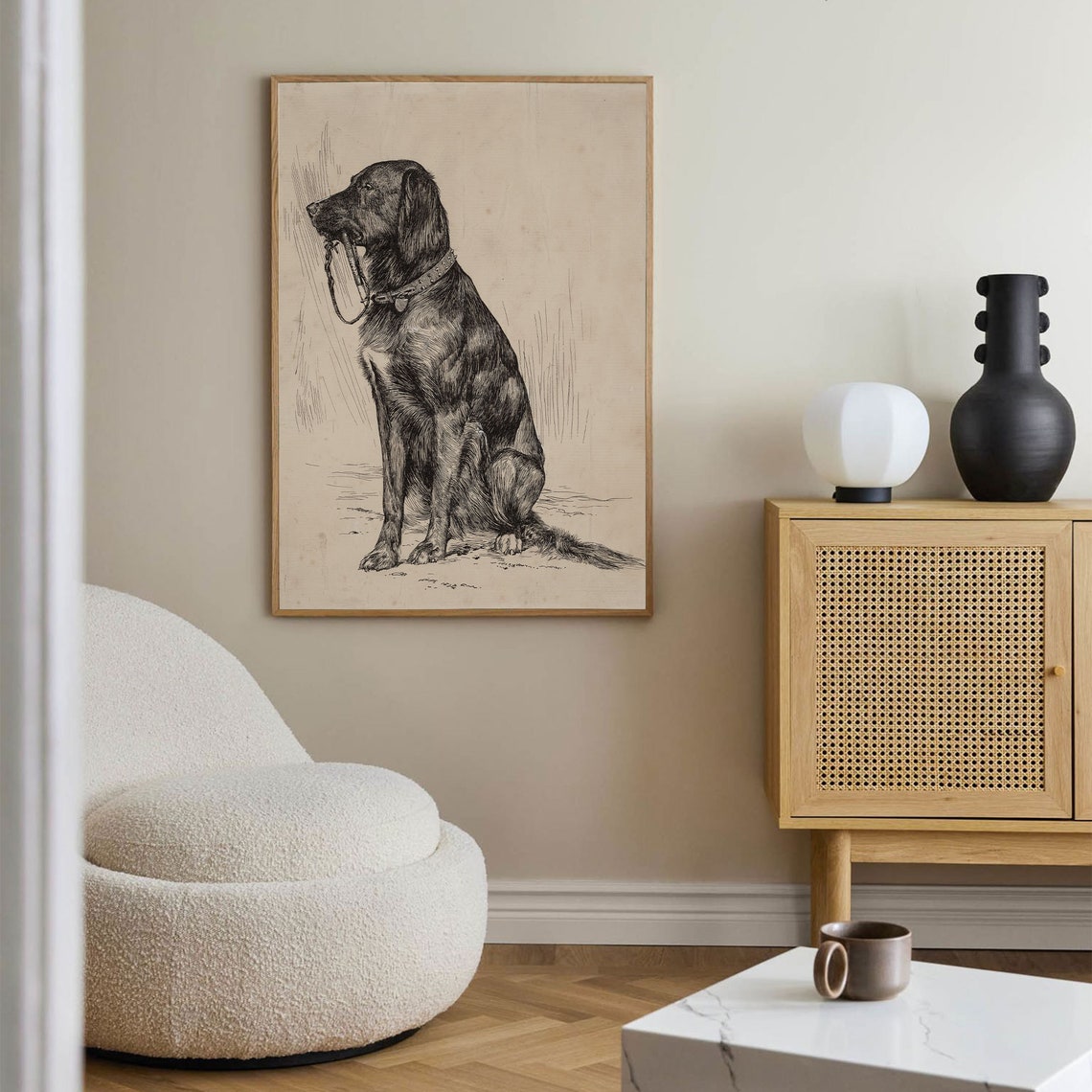 Black Labrador Art Print Vintage Dog Painting Antique Animal Portrait Dog Sketch Farmhouse Painting Art Vintage Dog Print - Image 2