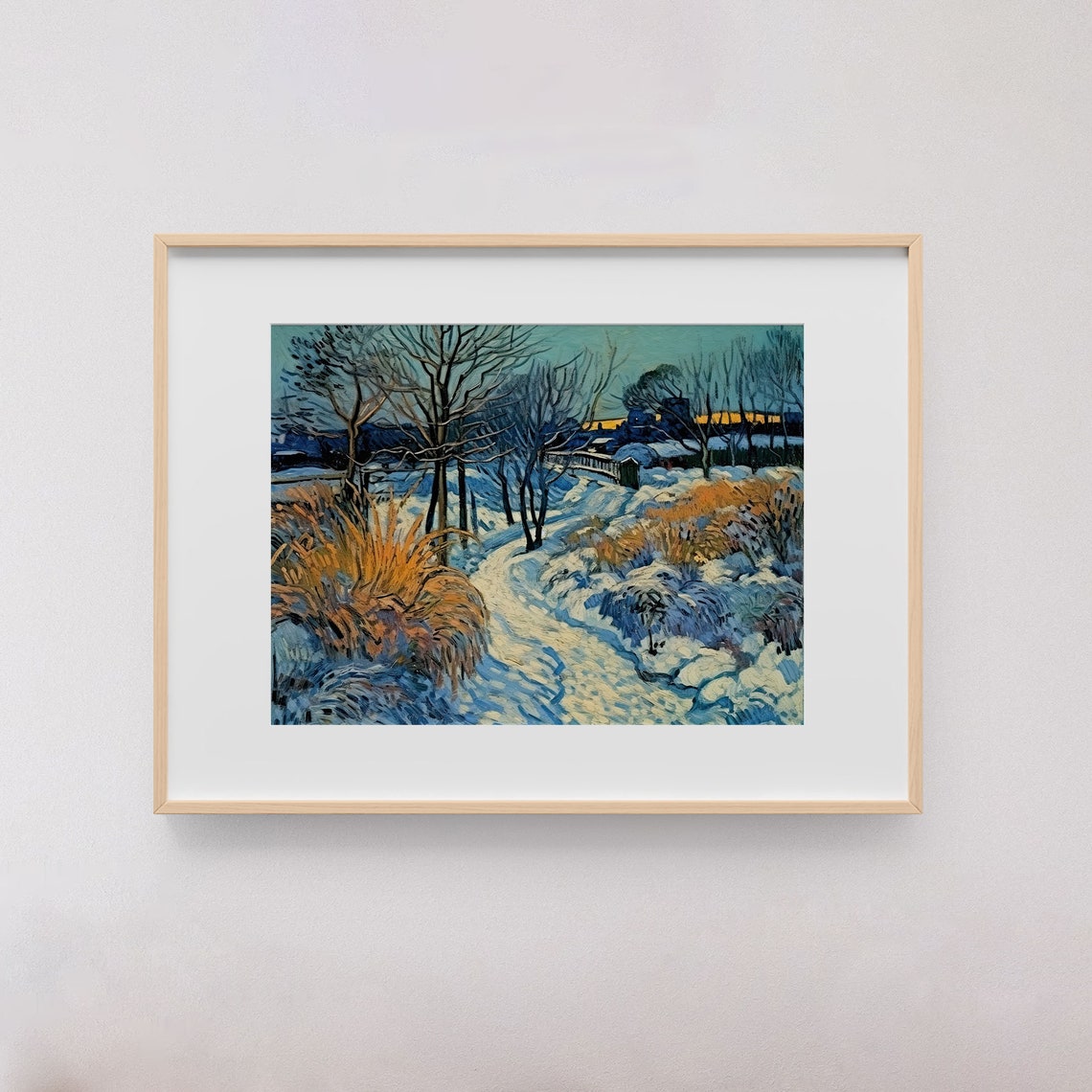 Winter Garden Forest Winter Oil Painting Landscape Painting Moody Country Scenery Vintage Art Print Farmhouse Print - Image 4